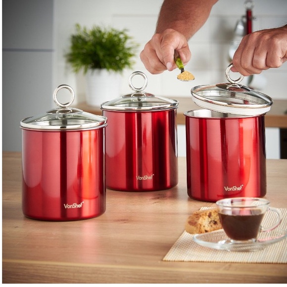 Von Shef Other - NWT Von Shef 3 pc. Stainless steel canister set